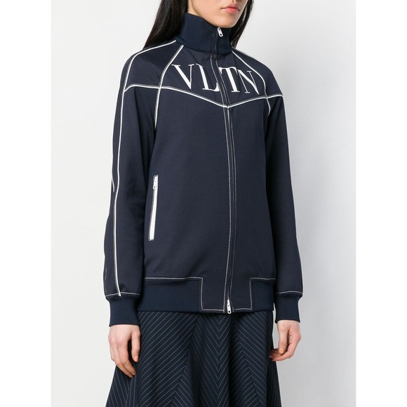 NWT Valentino Garavani VLTN Jacket Womens Size 4 Blue Zip Front - Picture 9 of 13